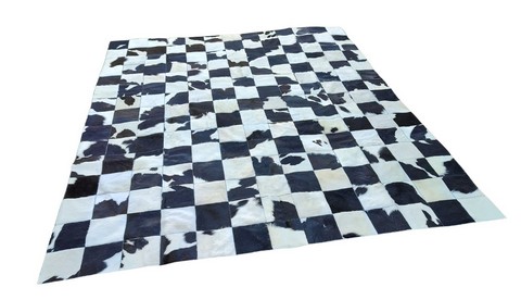 Black & White Squares cowhide rug