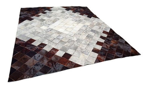 Rhombus brown and grey brindle cowhide rug