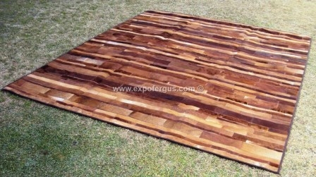 Brown stripes cowhide rug