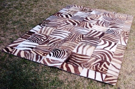 Brown Zebra cowhide rug