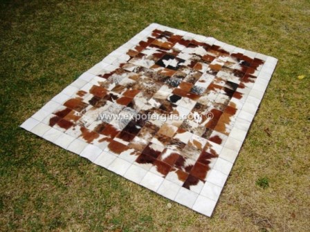 Tricolor cowhide rug