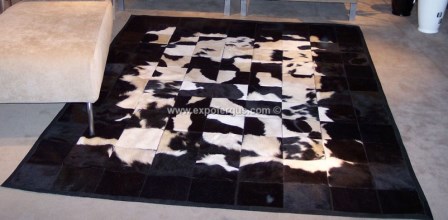 Black and white cowhide rug