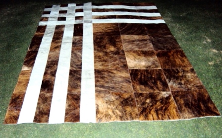 Crossed ways tricolor cowhide rug