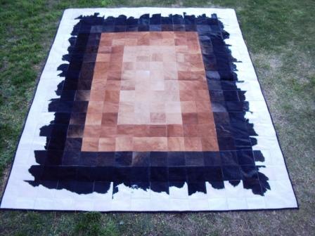 Tricolor cowhide rug